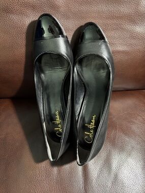 Cole Haan Black Patent Cap-Toe Leather Flats